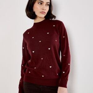 Sweater With Embroidered Hearts